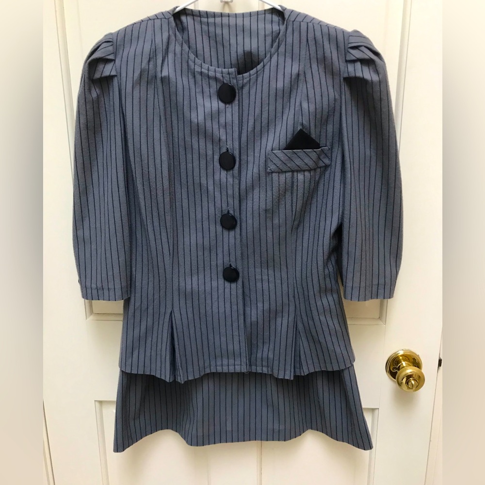 2 Piece Gray and Black Striped Skirt and Top Size 9